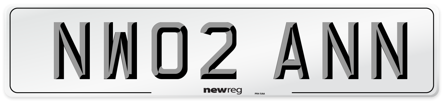 NW02 ANN Number Plate from New Reg